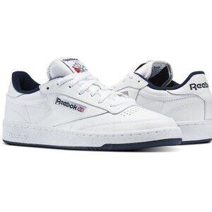 Reebok - Club C 85 Sneakers, White/Navy, Women Size 7, Men Size 5.5
